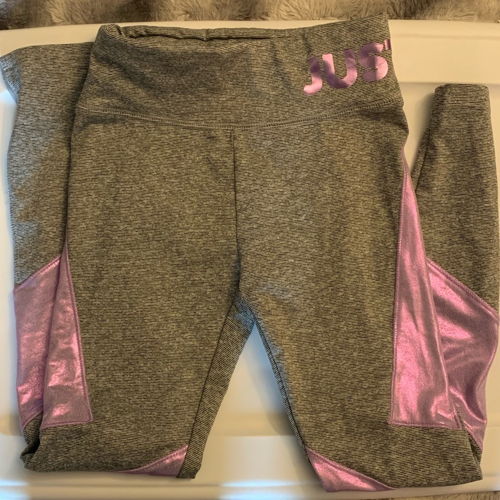 Justice purple gray mesh leggings used S 10 girls